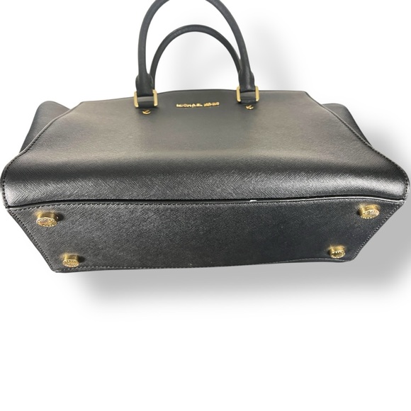 Michael Kors Saffiano Black Leather Selma Top Handle Bag, Crossbody - Picture 7 of 10
